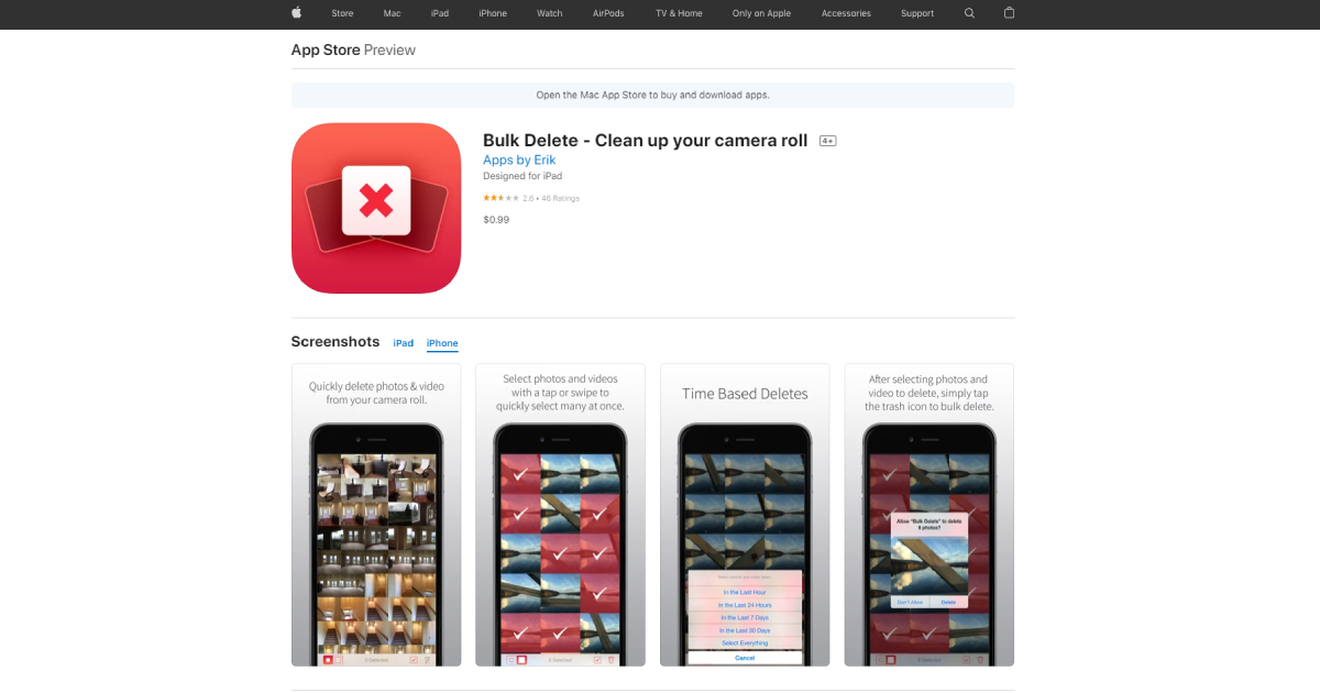 Bulk Delete - Clean up your camera roll landing page