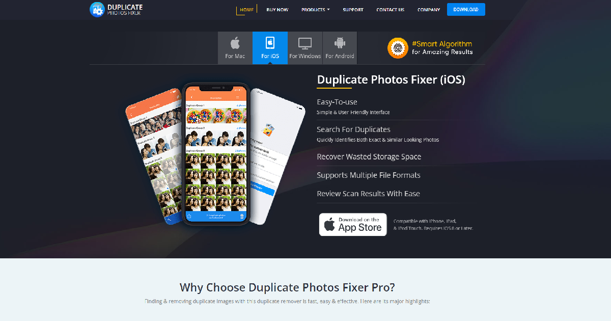 Duplicate Photos Fixer landing page