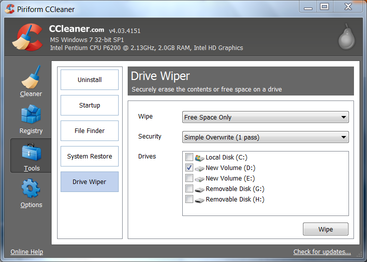 Ccleaner disk wiper Ccleaner disk wiper