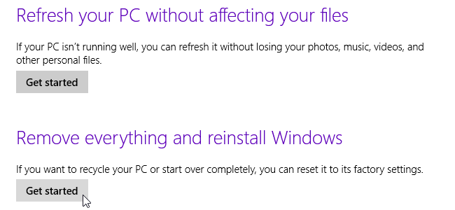 Windows 8 reset my pc how to wipe gadgets before recycling with reset my pc
