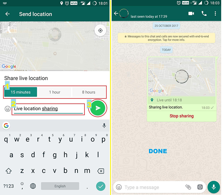 how to use whatsapp live location sharing