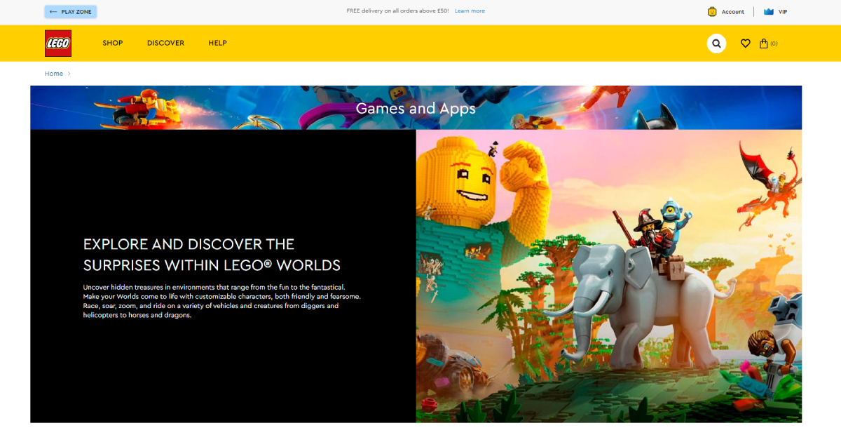 LEGO Worlds landing page
