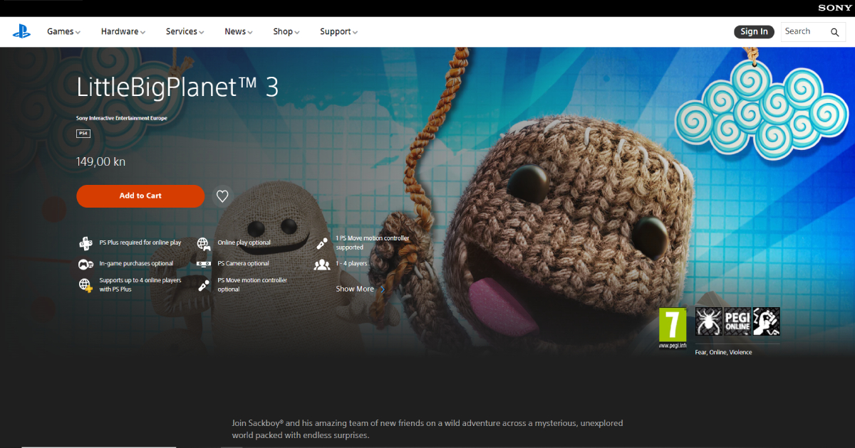 LitteBigPlanet 3 landing page