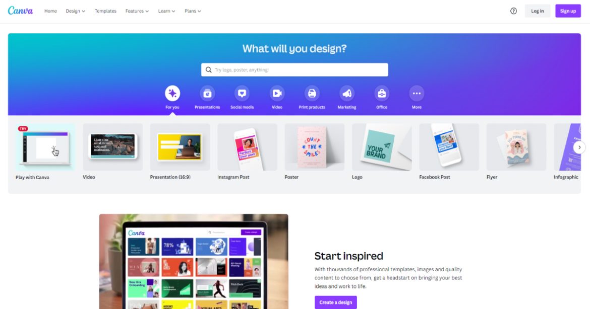 Canva landing page