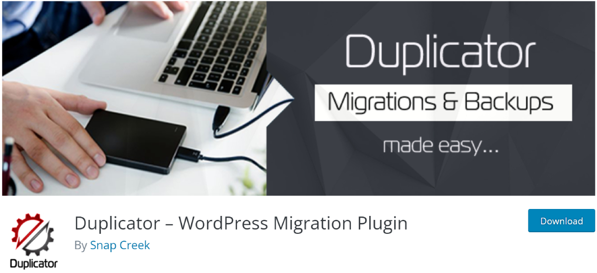 Duplicator plugin page