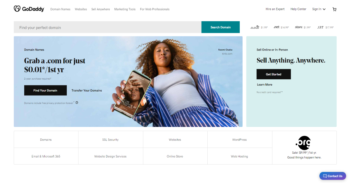 GoDaddy landing page