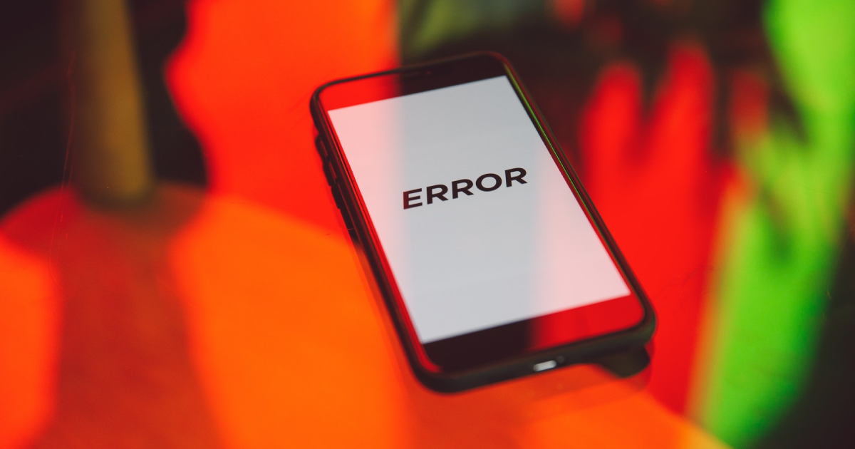 Smartphone with error message