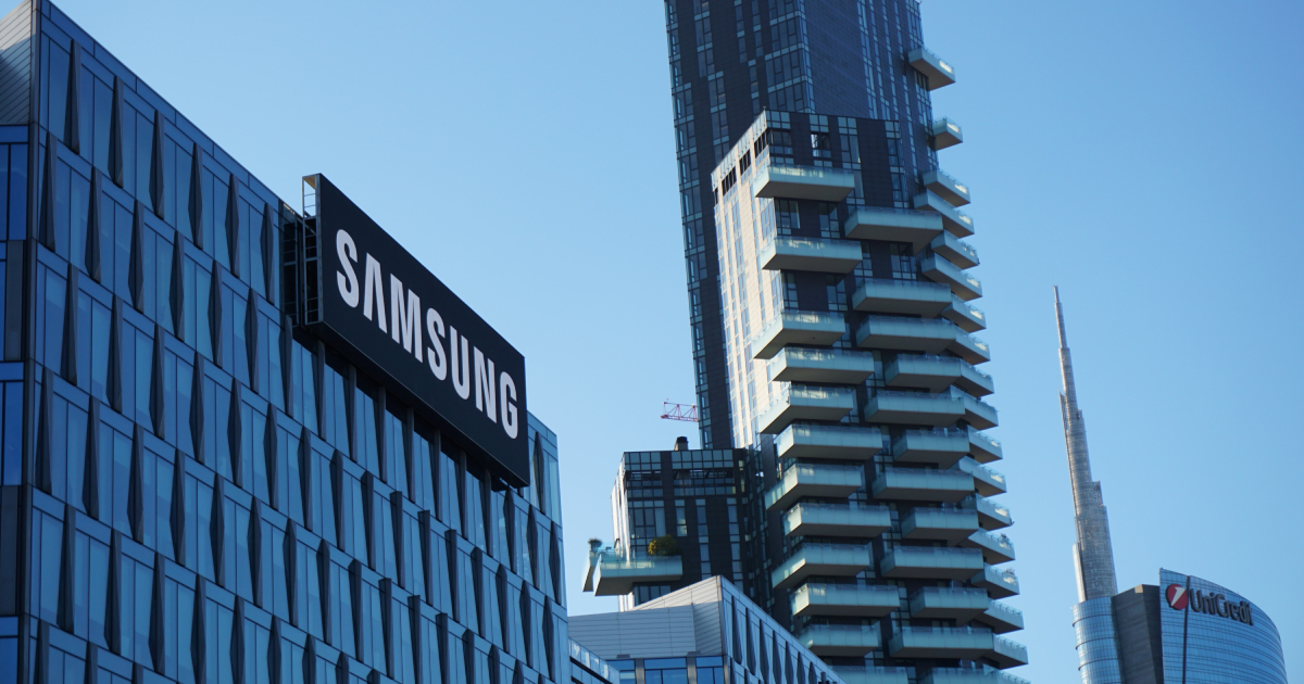 Samsung logo on building