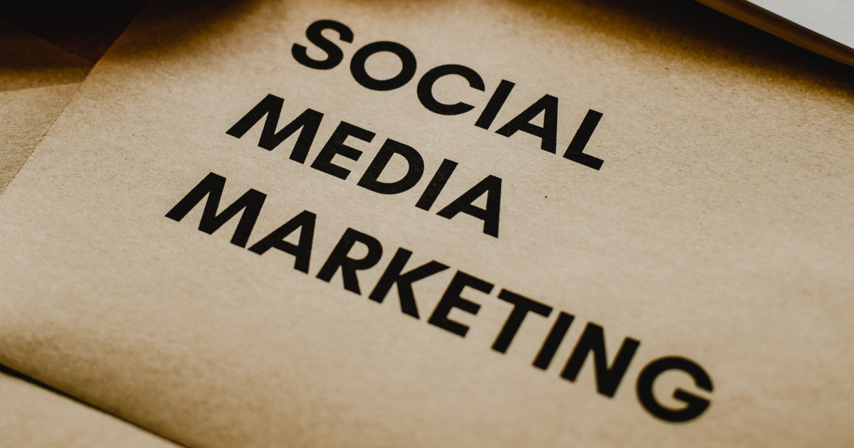 Word social media marketing on paper