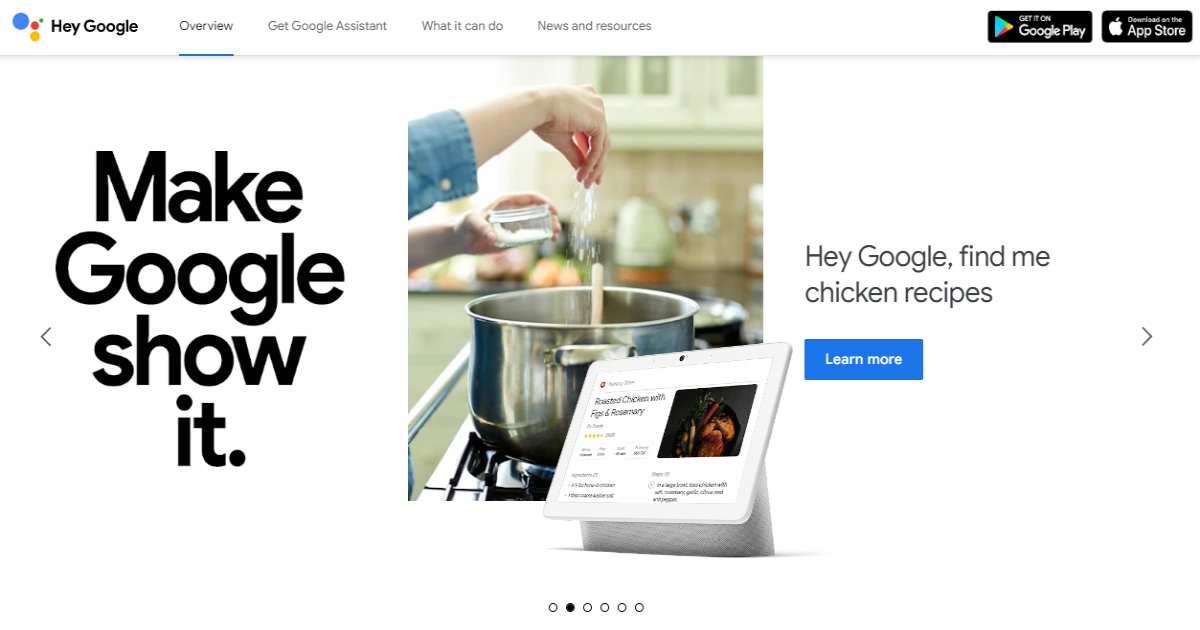 Google Assistant landing page