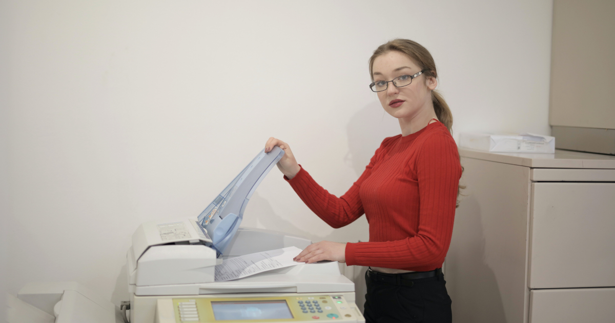 Woman using scanner