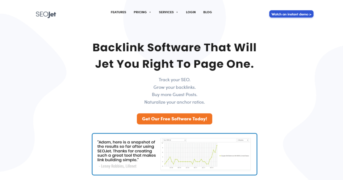 SEOJet landing page