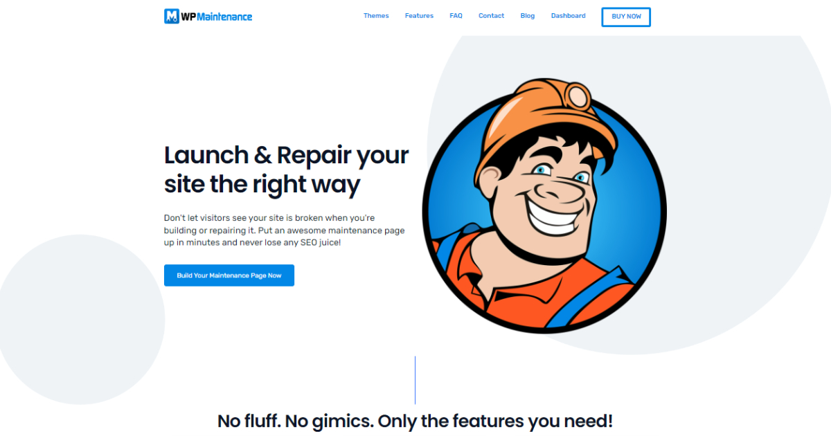 WP Maintenance landing page layout