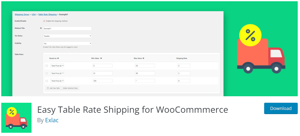 Easy Table Rate Shipping plugin page