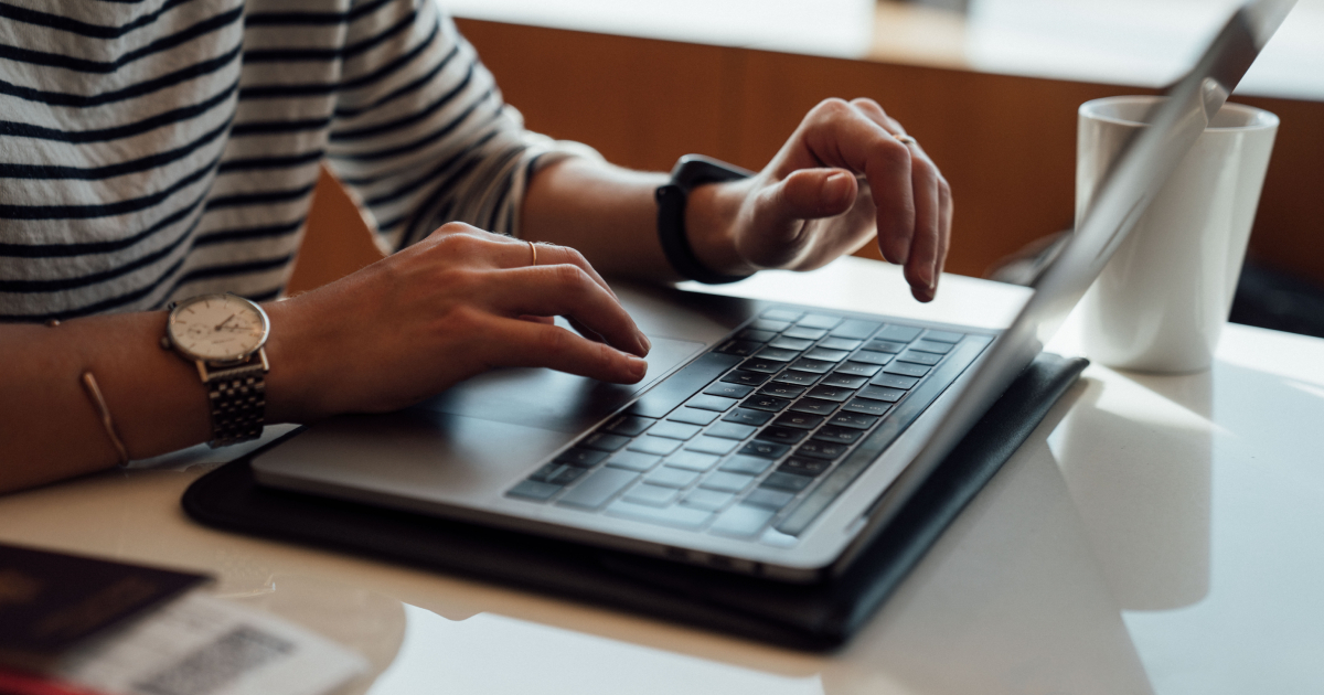 Woman working on laptop