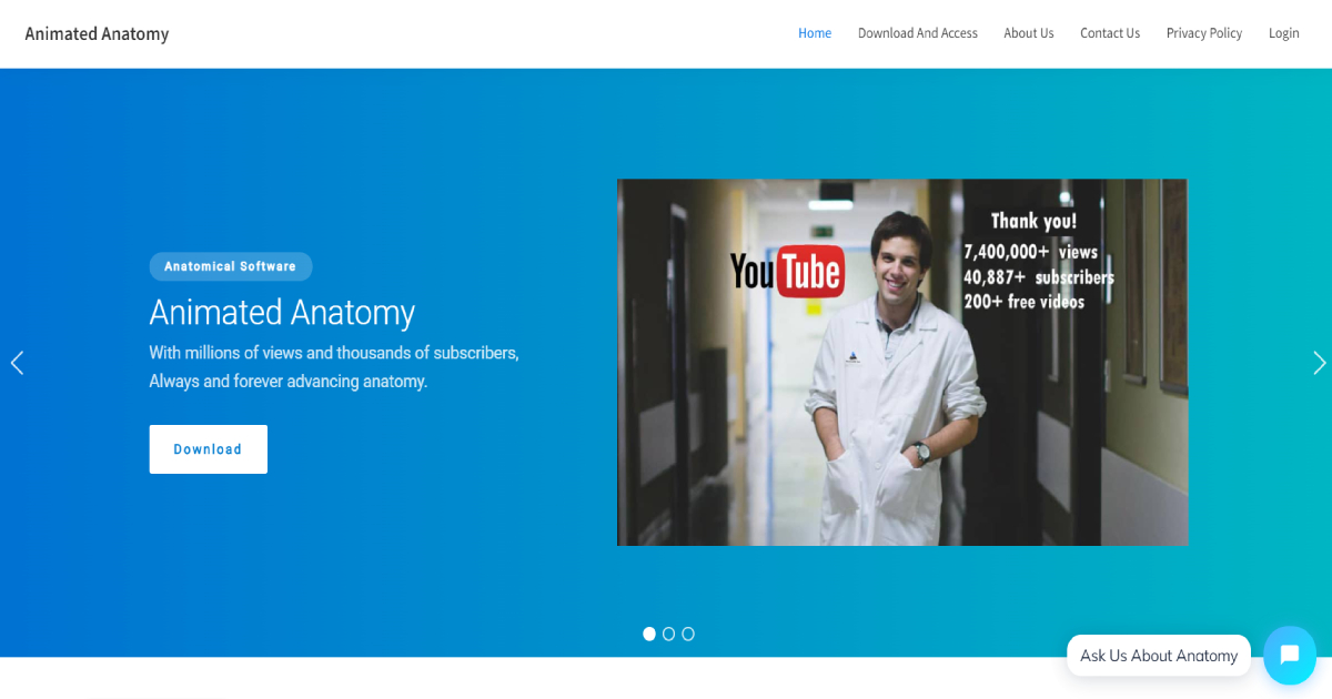 Animated Anatomy landing page