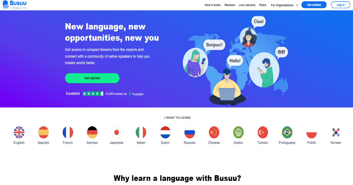 Busuu landing page