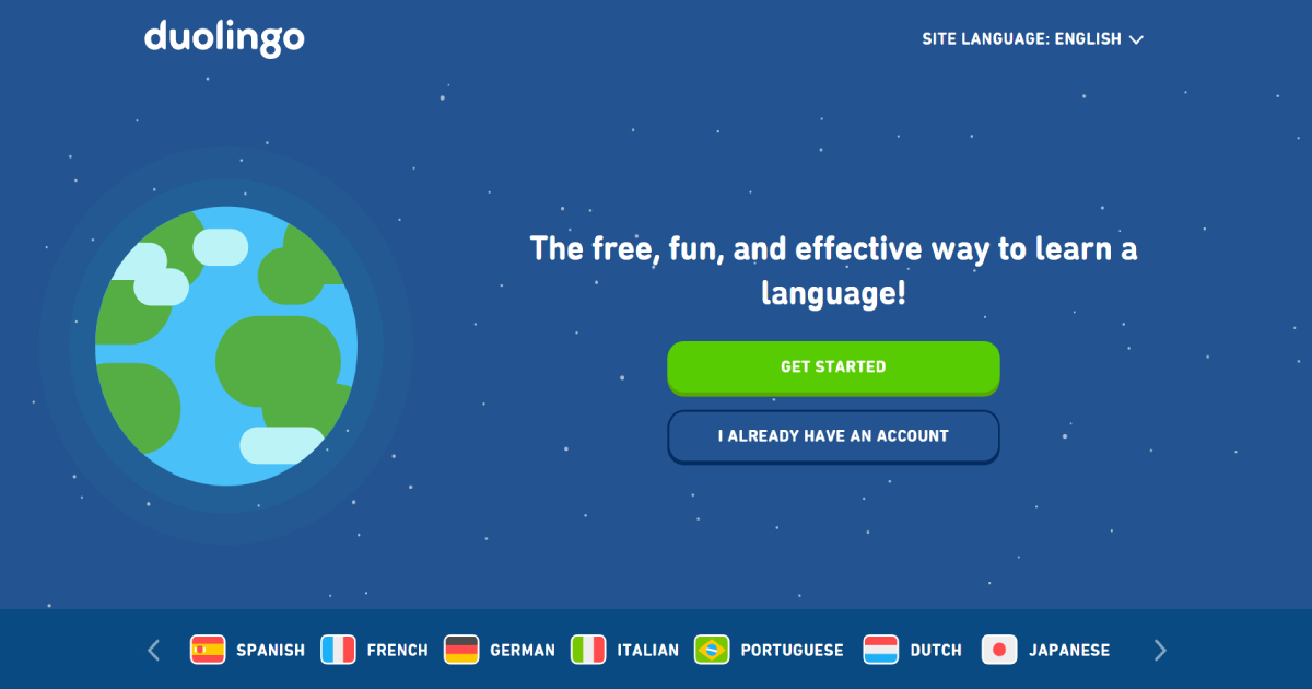 Duolingo landing page