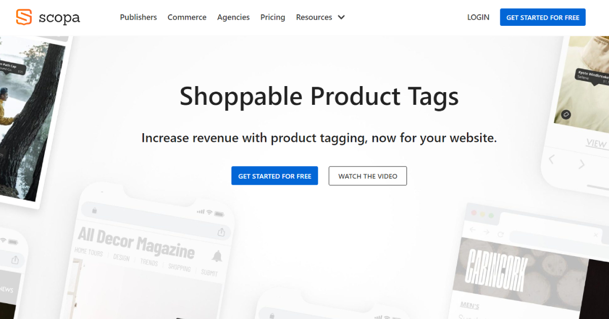 Scopa Shoppable Product Tag landing page