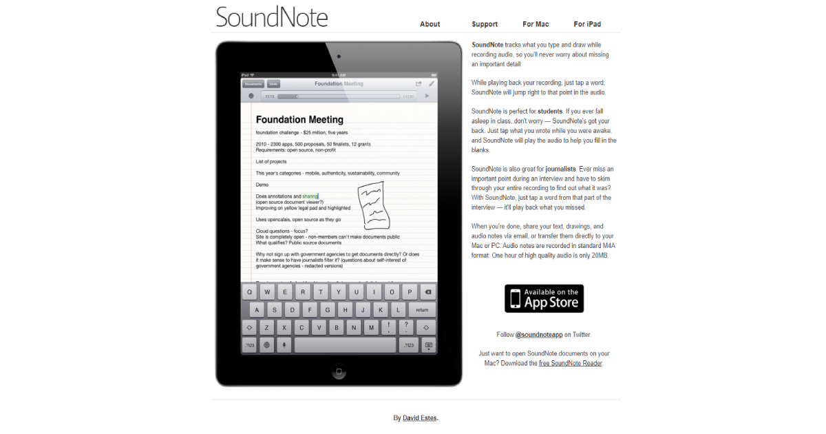 SoundNote landing page