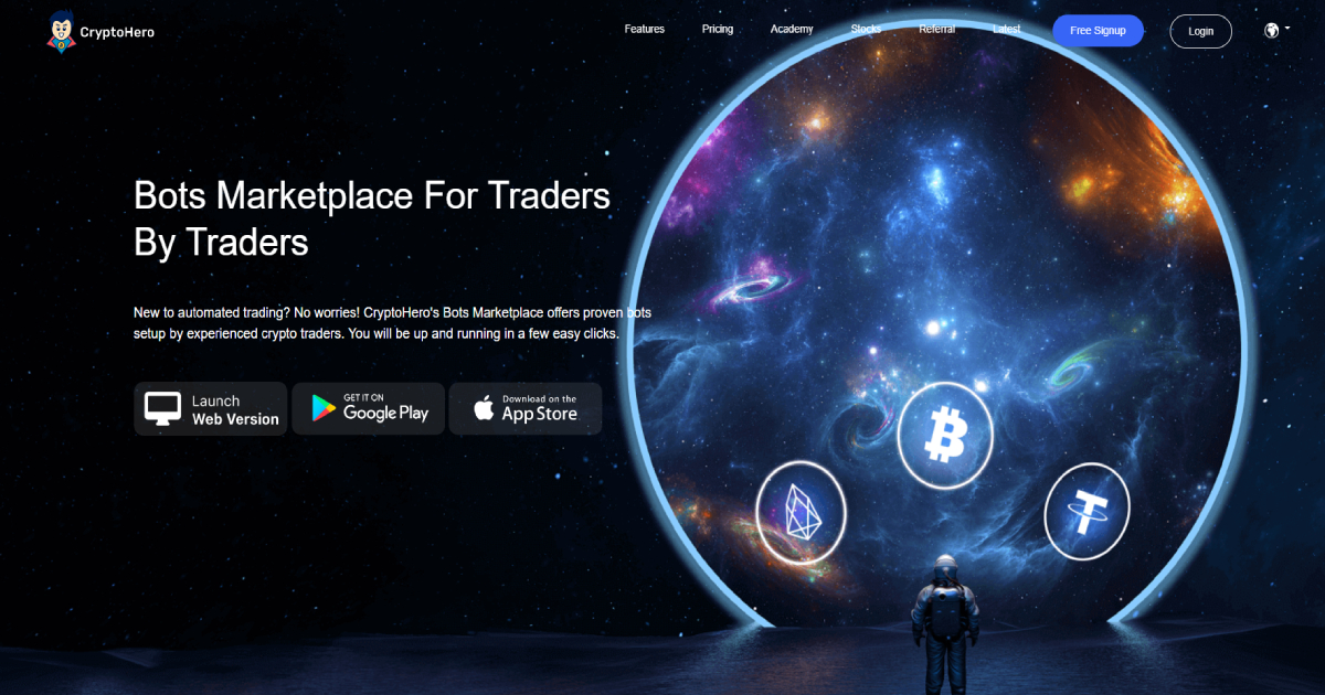 CryptoHero landing page