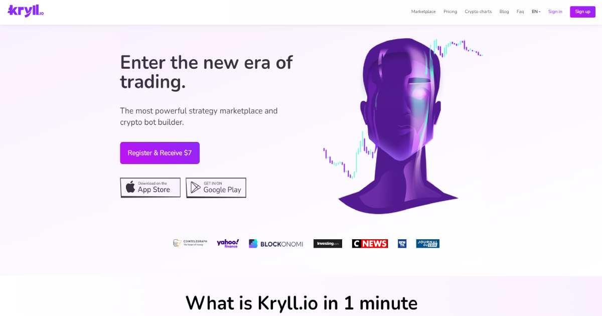 Kryll landing page