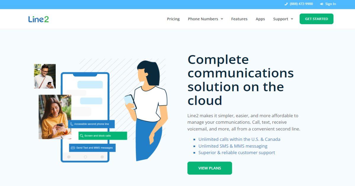 Line2 landing page