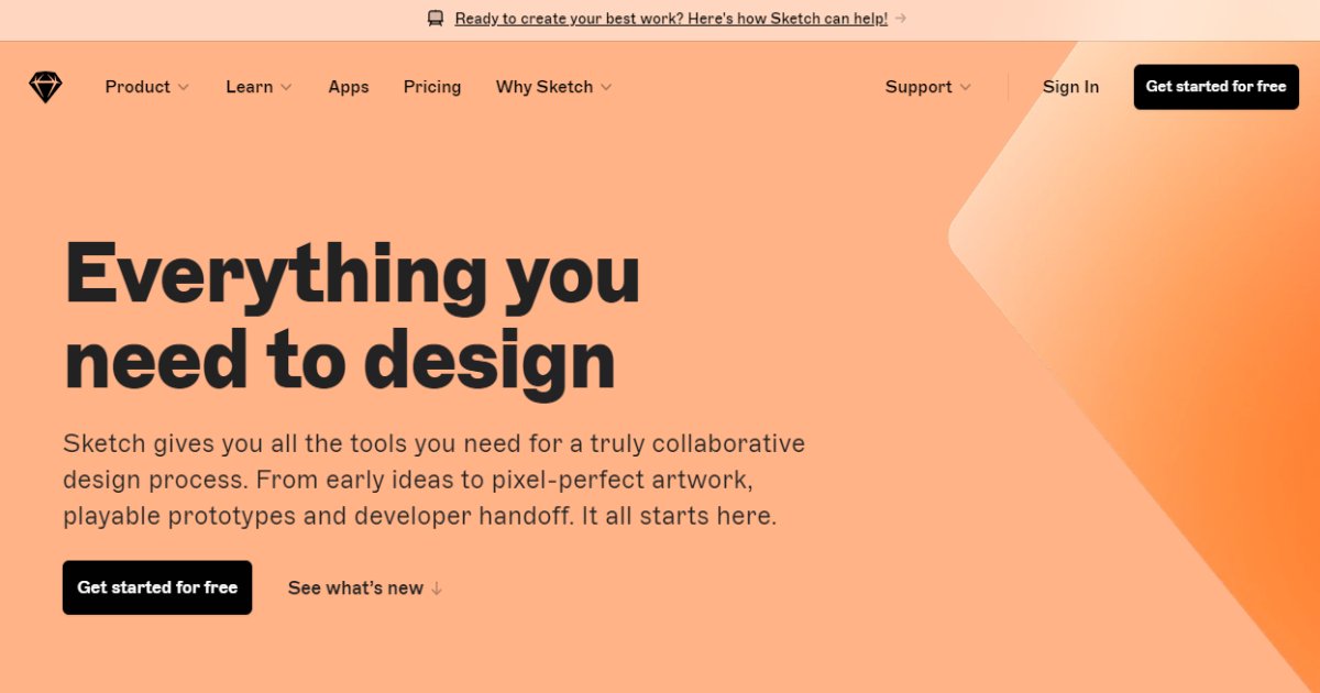 Sketch landing page