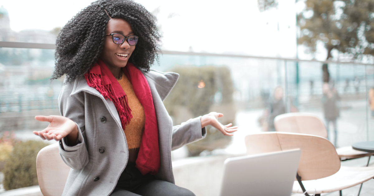 Woman in front of laptop