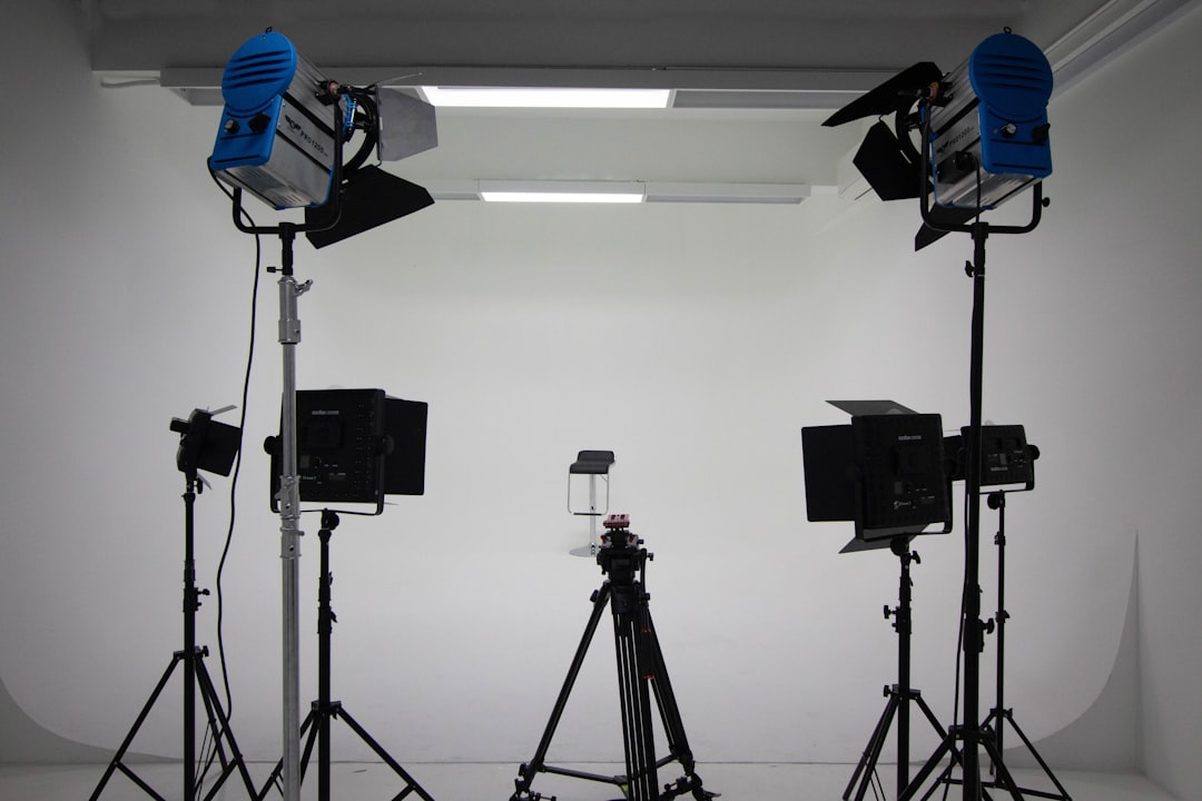 a group of lights that are on a tripod explainer video, production company, creative studio
