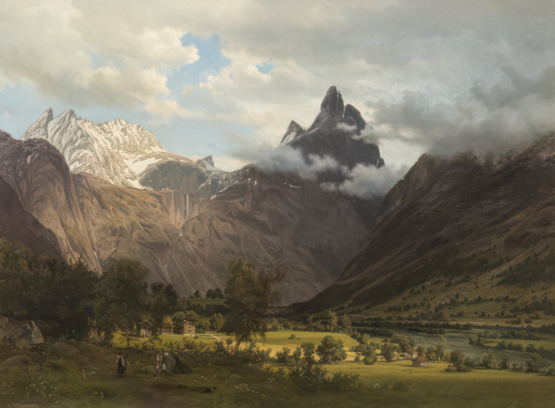 a painting of a mountain range with clouds in the sky dragon age, veilguard, character options, fantasy game